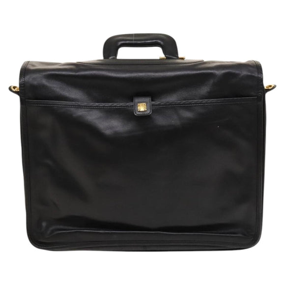 LOEWE Anagram Business Bag Leather 2way Black Gold Auth sw479