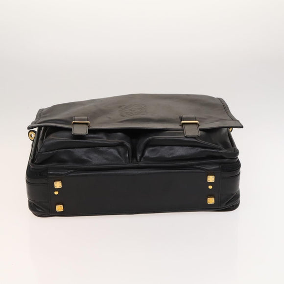 LOEWE Anagram Business Bag Leather 2way Black Gold Auth sw479