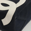 CHANEL Chain Choco Bar line Shoulder Bag Canvas Navy Silver CC Auth sw481-9