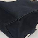 CHANEL Chain Choco Bar line Shoulder Bag Canvas Navy Silver CC Auth sw481-16