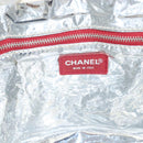 CHANEL Chain Choco Bar line Shoulder Bag Canvas Navy Silver CC Auth sw481-18