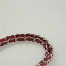 CHANEL Chain Choco Bar line Shoulder Bag Canvas Navy Silver CC Auth sw481-8