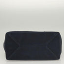 CHANEL Chain Choco Bar line Shoulder Bag Canvas Navy Silver CC Auth sw481-5