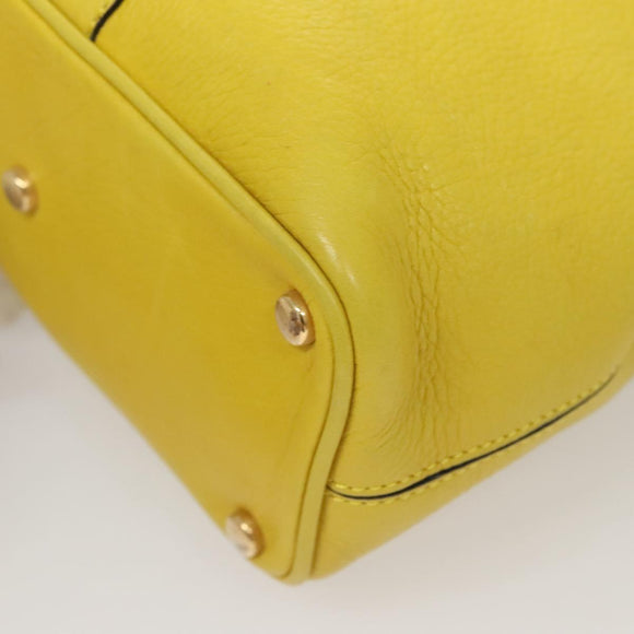 CELINE Shoulder Bag Leather Yellow Gold Auth sw496