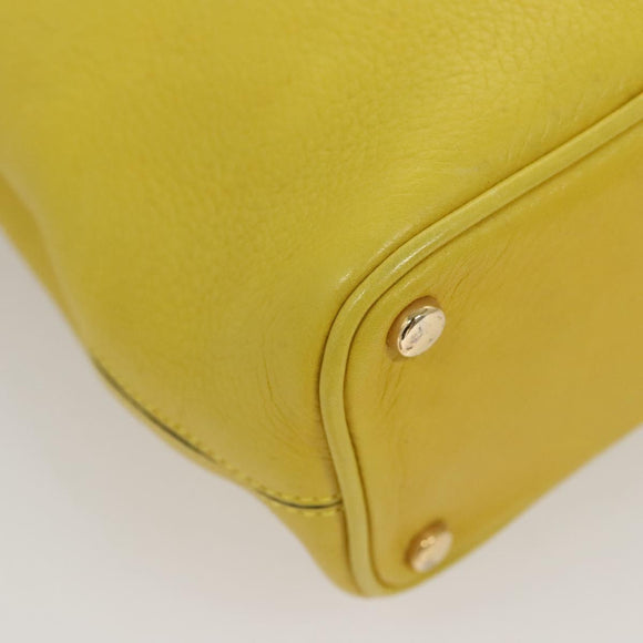 CELINE Shoulder Bag Leather Yellow Gold Auth sw496