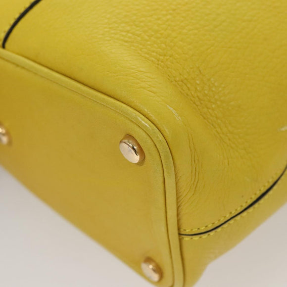 CELINE Shoulder Bag Leather Yellow Gold Auth sw496
