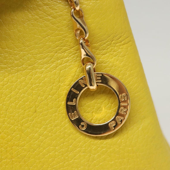 CELINE Shoulder Bag Leather Yellow Gold Auth sw496