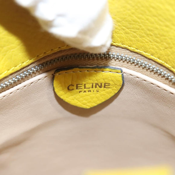 CELINE Shoulder Bag Leather Yellow Gold Auth sw496