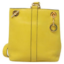 CELINE Shoulder Bag Leather Yellow Gold Auth sw496-13