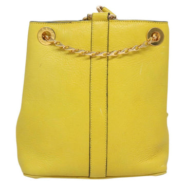 CELINE Shoulder Bag Leather Yellow Gold Auth sw496 - 0