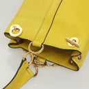 CELINE Shoulder Bag Leather Yellow Gold Auth sw496-6