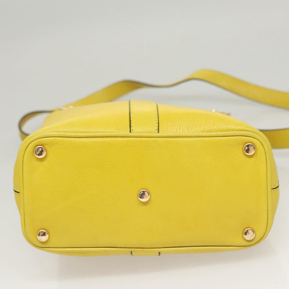 CELINE Shoulder Bag Leather Yellow Gold Auth sw496