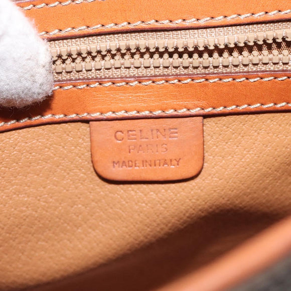 CELINE Macadam Canvas Shoulder Bag PVC Leather Brown Gold Auth sw497