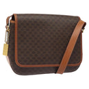 CELINE Macadam Canvas Shoulder Bag PVC Leather Brown Gold Auth sw497-1