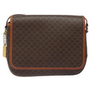 CELINE Macadam Canvas Shoulder Bag PVC Leather Brown Gold Auth sw497-13