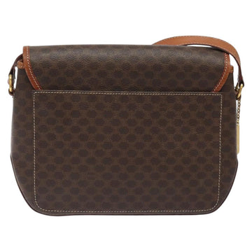 CELINE Macadam Canvas Shoulder Bag PVC Leather Brown Gold Auth sw497 - 0