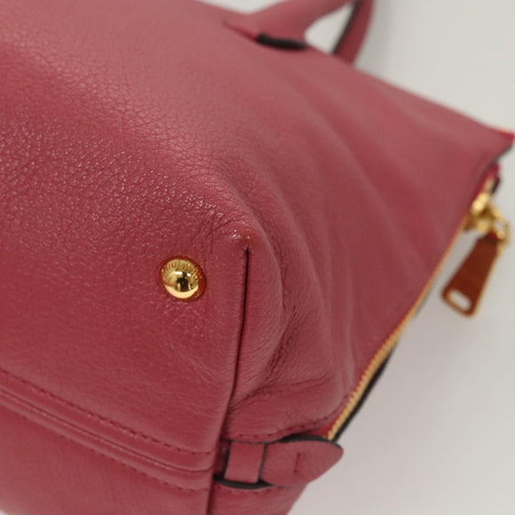 Miu Miu Hand Bag Leather 2way Pink Gold Auth sw499