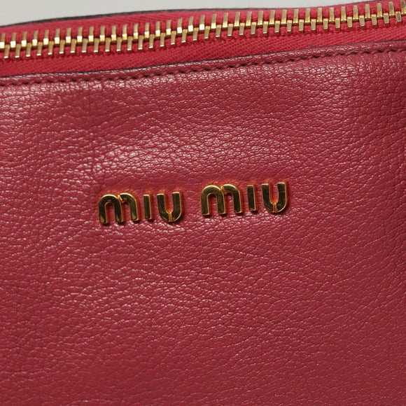 Miu Miu Hand Bag Leather 2way Pink Gold Auth sw499
