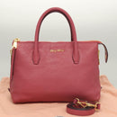 Miu Miu Hand Bag Leather 2way Pink Gold Auth sw499-12