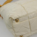 PRADA Hand Bag Nylon White Gold Auth sw500-16