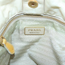 PRADA Hand Bag Nylon White Gold Auth sw500-19