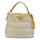 PRADA Hand Bag Nylon White Gold Auth sw500-13