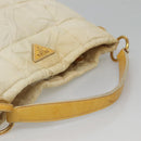 PRADA Hand Bag Nylon White Gold Auth sw500-7