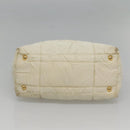 PRADA Hand Bag Nylon White Gold Auth sw500-5