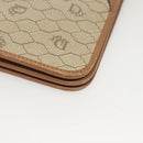 Christian Dior Honeycomb Canvas Chain Shoulder Bag PVC Leather Beige Auth sw505-9