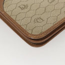 Christian Dior Honeycomb Canvas Chain Shoulder Bag PVC Leather Beige Auth sw505-14