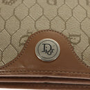 Christian Dior Honeycomb Canvas Chain Shoulder Bag PVC Leather Beige Auth sw505-10