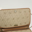 Christian Dior Honeycomb Canvas Chain Shoulder Bag PVC Leather Beige Auth sw505-17