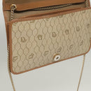 Christian Dior Honeycomb Canvas Chain Shoulder Bag PVC Leather Beige Auth sw505-11