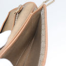 Christian Dior Honeycomb Canvas Chain Shoulder Bag PVC Leather Beige Auth sw505-19