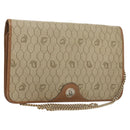 Christian Dior Honeycomb Canvas Chain Shoulder Bag PVC Leather Beige Auth sw505-1