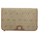 Christian Dior Honeycomb Canvas Chain Shoulder Bag PVC Leather Beige Auth sw505-13