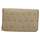 Christian Dior Honeycomb Canvas Chain Shoulder Bag PVC Leather Beige Auth sw505-2