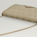 Christian Dior Honeycomb Canvas Chain Shoulder Bag PVC Leather Beige Auth sw505-6