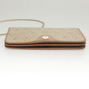 Christian Dior Honeycomb Canvas Chain Shoulder Bag PVC Leather Beige Auth sw505-5