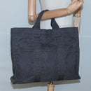 HERMES Her Line MM Hand Bag Canvas Gray Auth sw509-19