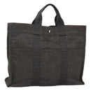 HERMES Her Line MM Hand Bag Canvas Gray Auth sw509-1