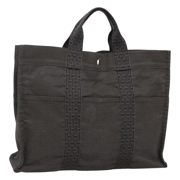 HERMES Her Line MM Hand Bag Canvas Gray Auth sw509