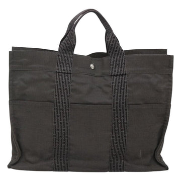 HERMES Her Line MM Hand Bag Canvas Gray Auth sw509 - 0