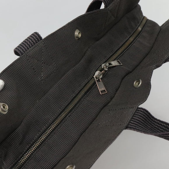 HERMES Her Line MM Hand Bag Canvas Gray Auth sw509