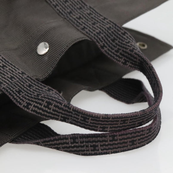 HERMES Her Line MM Hand Bag Canvas Gray Auth sw509