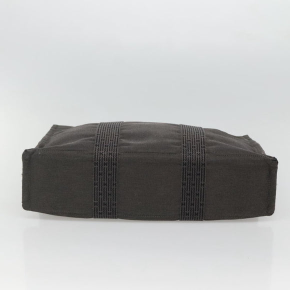 HERMES Her Line MM Hand Bag Canvas Gray Auth sw509