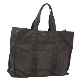 HERMES Her Line MM Hand Bag Canvas Gray Auth sw510