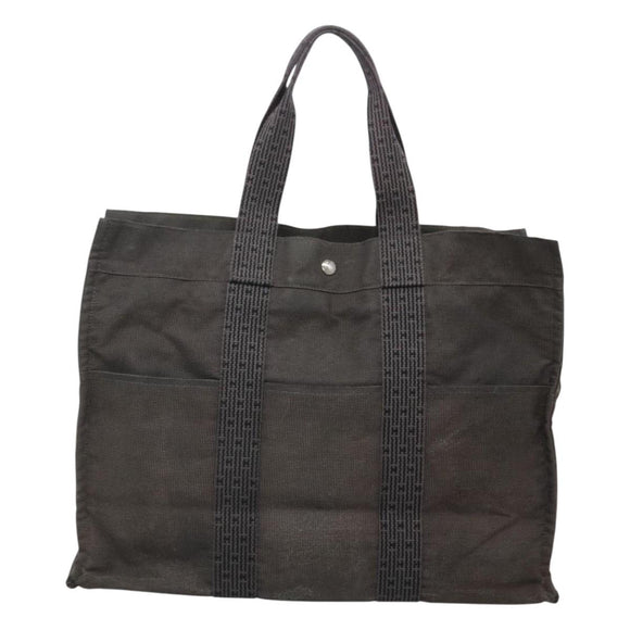 HERMES Her Line MM Hand Bag Canvas Gray Auth sw510