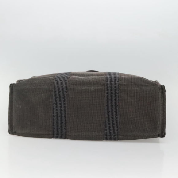 HERMES Her Line MM Hand Bag Canvas Gray Auth sw510