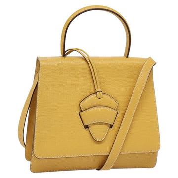LOEWE Barcelona Hand Bag Leather 2way Yellow Auth sw518